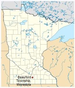 Minnesota map showing location of Beauford Township